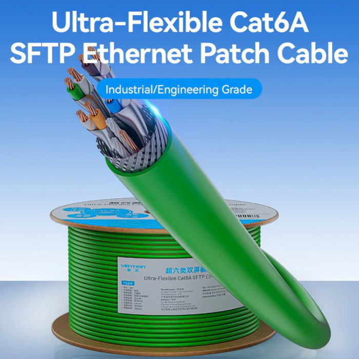 Vention Bobina de Cable Ethernet Cat6A SFTP 305m Verde IHTG305 Vention Bobina de Cable Ethernet Cat6A SFTP 305m Verde IHTG305